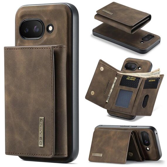 Portafoglio multi-carta DG.MING M1 Series a 3 ante + custodia magnetica per telefono (caffè) per Google Pixel 9a