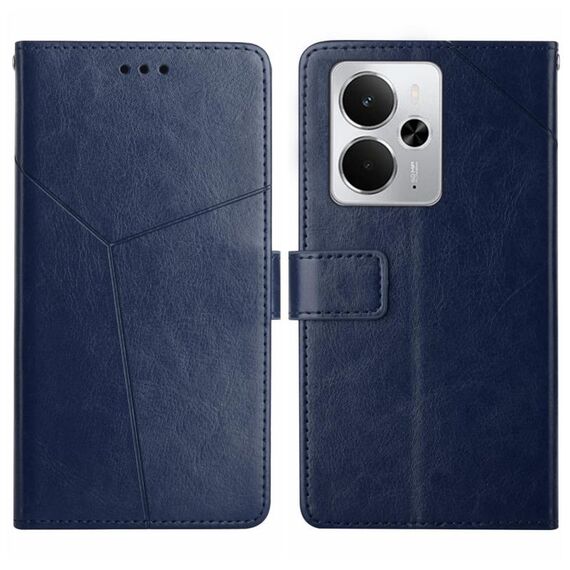 Custodia a libro in pelle con motivo a Y per Realme 14 5G Global / P3 5G Global HT01 (blu)