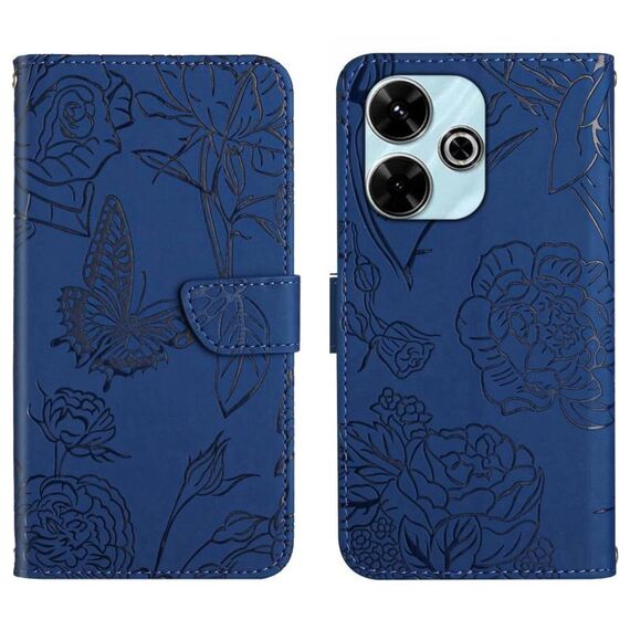 Custodia in pelle flip con motivo a farfalla per Redmi 13x (blu)