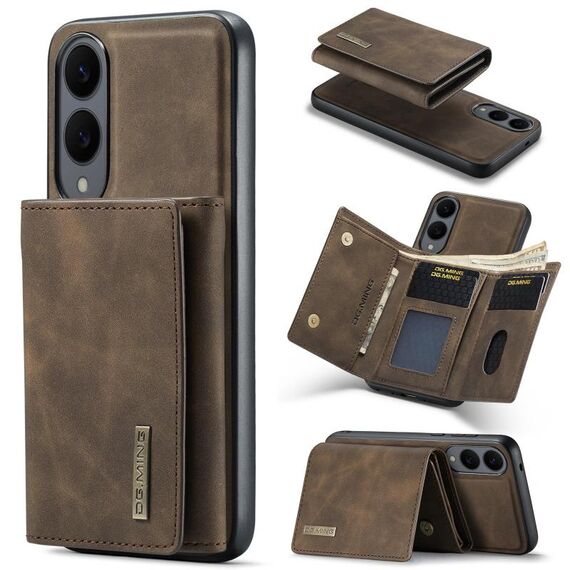 Portafoglio multi-carta DG.MING M1 Series a 3 ante + custodia magnetica per telefono (caffè) per Samsung Galaxy S25 Edge 5G