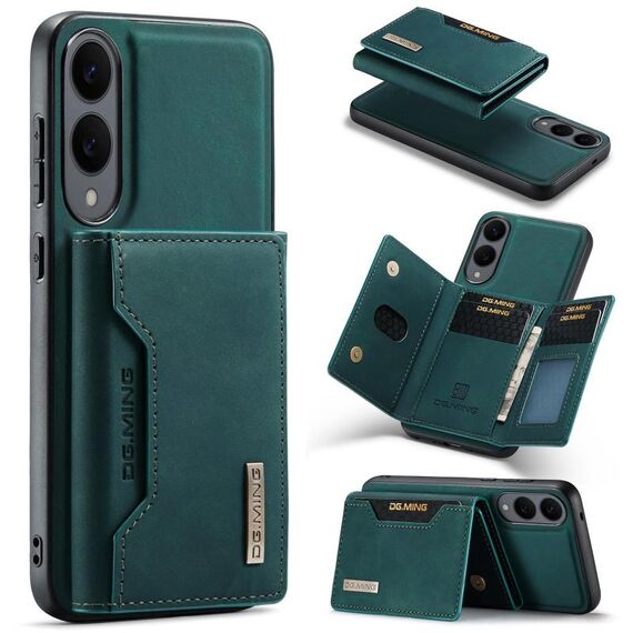 Per Samsung Galaxy S25 Edge 5G DG.MING M2 Series Borsa multi-carte a 3 scomparti + Custodia magnetica per telefono (verde)