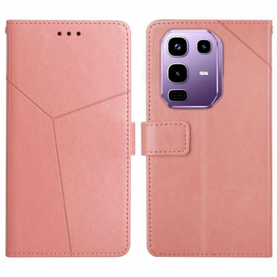 Custodia a libro in pelle con motivo a Y per Infinix Note 50x 5G (rosa)