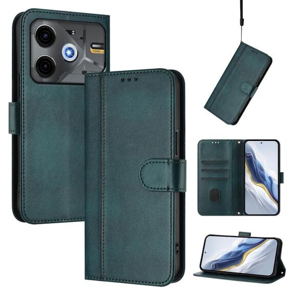 Custodia in pelle retrò con fibbia a giunzione per Tecno Pova 6 Neo 5G / Spark 30 5G (verde scuro)
