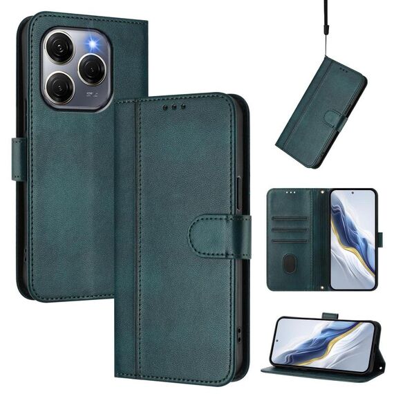 Custodia in pelle retrò con fibbia a giunzione per Tecno Spark 20 Pro 5G (verde scuro)