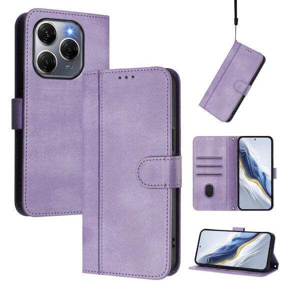 Custodia in pelle retrò con fibbia a giunzione per Tecno Spark 20 Pro 5G (viola)