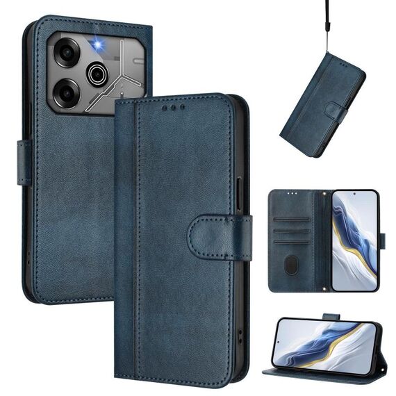 Custodia in pelle retrò con fibbia a giunzione per Tecno Pova 6 5G / 6 Pro 5G (blu scuro)