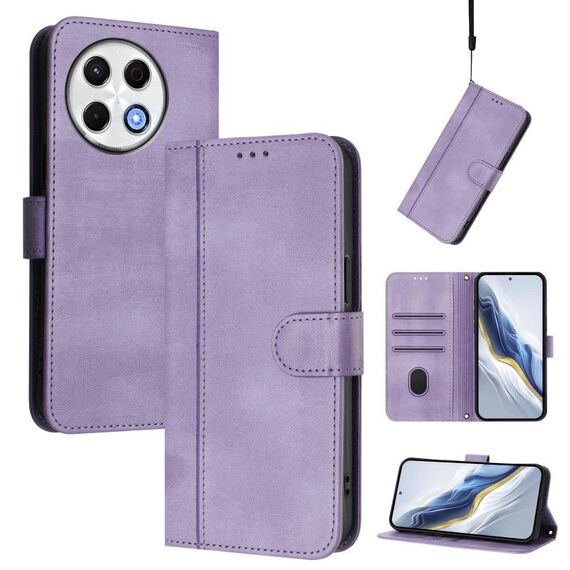 Custodia in pelle retrò con fibbia a giunzione per Tecno Spark 30 Pro 4G (viola)