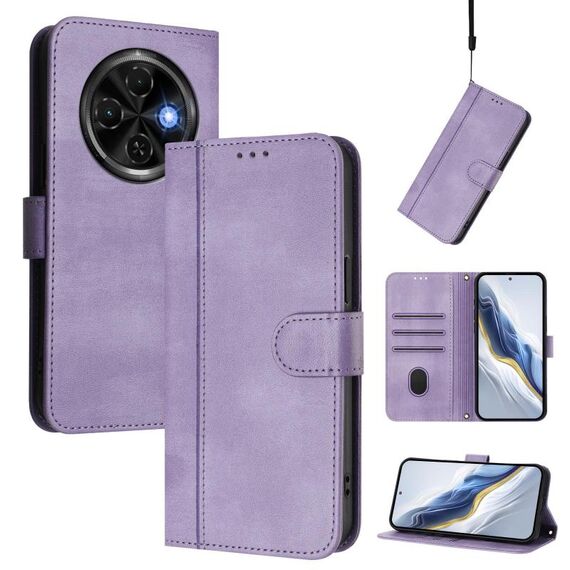 Custodia in pelle retrò con fibbia a giunzione per Tecno Spark 30C 4G (viola)