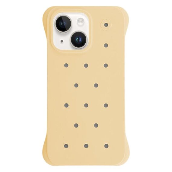 Custodia antiurto per iPhone 14 Plus in PC con fori di dissipazione del calore, tinta unita (giallo)