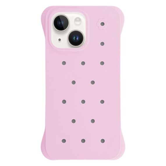 Custodia antiurto per iPhone 14 Plus in PC con fori di dissipazione del calore, tinta unita (rosa)