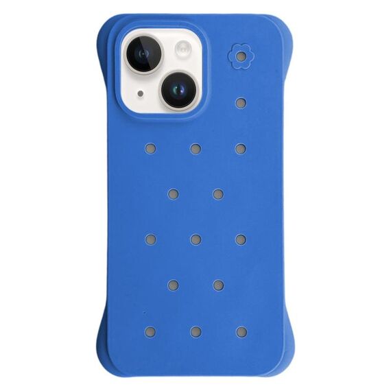 Custodia antiurto per iPhone 14 Plus in PC con fori di dissipazione del calore, tinta unita (blu)