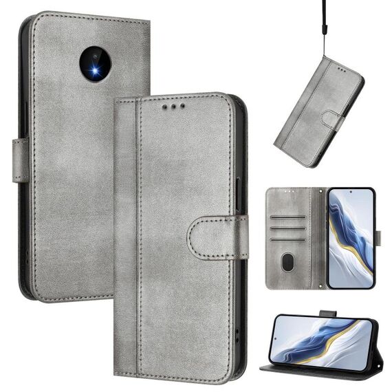 Custodia per telefono in pelle retrò con fibbia a giunzione per Nokia C10 / C20 (grigio)
