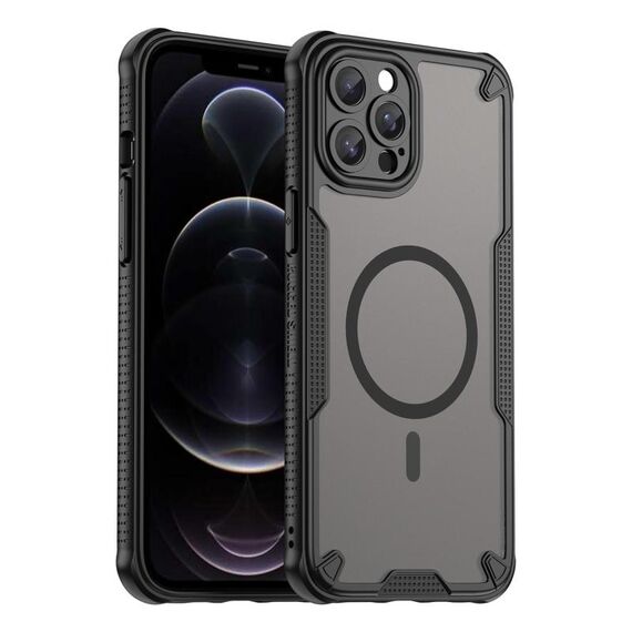 Custodia magnetica Armor Glaze MagSafe per iPhone 12 Pro Max (nera)