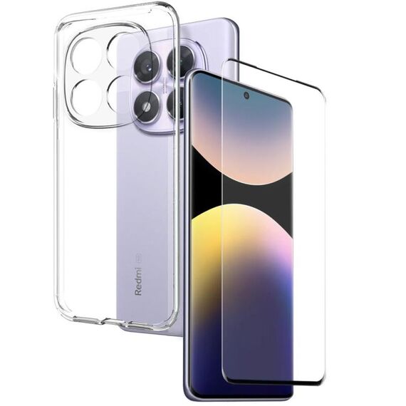 Per Xiaomi Redmi Note 14 Pro 5G NORTHJO 2 in 1 Custodia in TPU per telefono Pellicola protettiva in vetro temperato (trasparente)