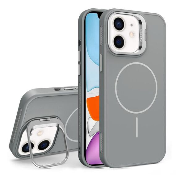 Custodia per iPhone 11 con supporto per obiettivo in silicone organico MagSafe (grigio)
