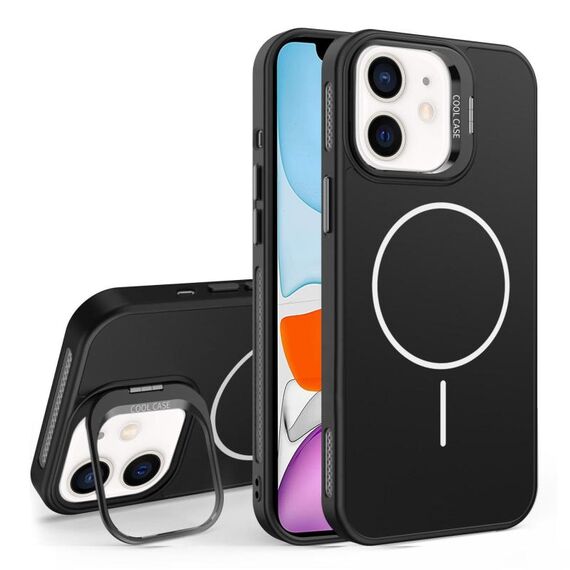 Custodia per iPhone 11 con supporto per obiettivo in silicone organico MagSafe (nero)