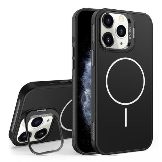 Custodia per iPhone 11 Pro Max con supporto per obiettivo in silicone organico MagSafe (nero)