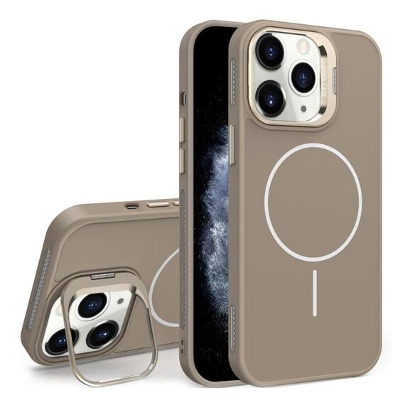 Custodia per iPhone 11 Pro Max con supporto per obiettivo in silicone organico MagSafe (oro deserto)