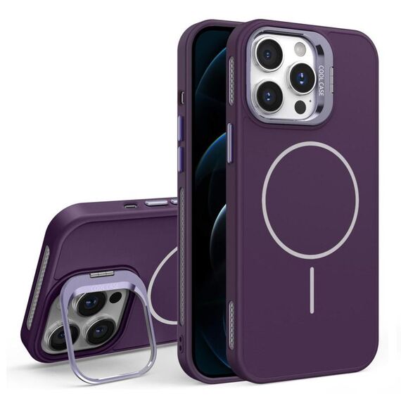 Custodia per iPhone 12 Pro Max con supporto per obiettivo in silicone organico MagSafe (viola)