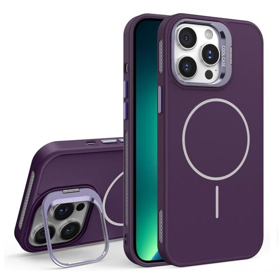 Custodia per iPhone 13 Pro Max con supporto per obiettivo in silicone organico MagSafe (viola)