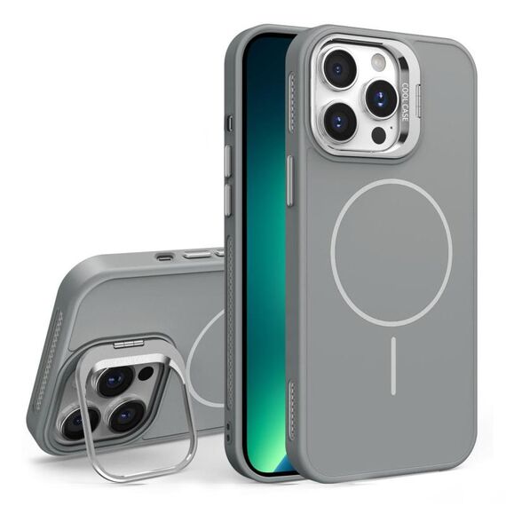 Custodia per iPhone 13 Pro Max con supporto per obiettivo in silicone organico MagSafe (grigio)