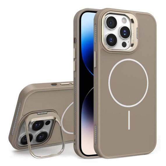Custodia per iPhone 14 Pro con supporto per obiettivo in silicone organico MagSafe (oro deserto)