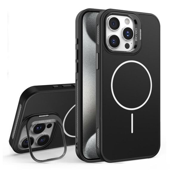 Custodia per iPhone 15 Pro con supporto per obiettivo in silicone organico MagSafe (nero)