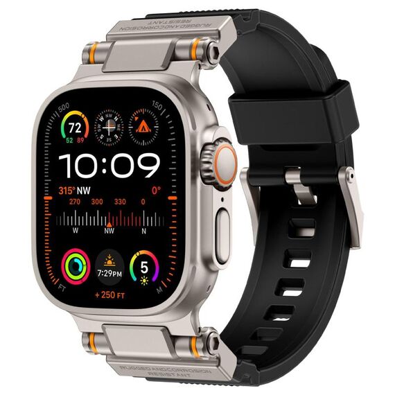 Cinturino in silicone Explorer con connettore metallico per Apple Watch 42/44/45/46/49 mm (nero titanio)