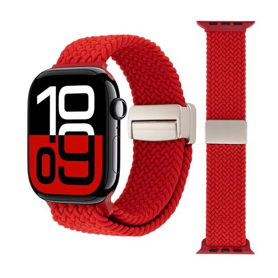 Cinturino per Apple Watch 46mm / 49mm / 45mm / 44mm con fibbia magnetica intrecciata (rosso)