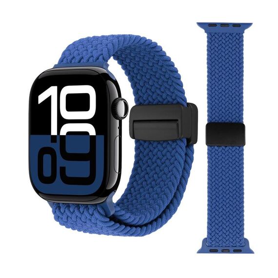 Cinturino per Apple Watch 46mm / 49mm / 45mm / 44mm con fibbia magnetica intrecciata (blu)