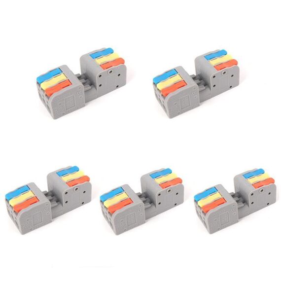 Scatola di giunzione a spinta con morsettiera 3 in 3 out da 5 pezzi (KV232-3PC)