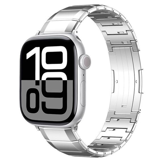 Cinturino per Apple Watch 42mm / 41mm / 40mm / 38mm con fibbia in titanio puro a un perno (argento)