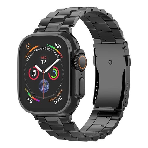 Cinturino in titanio staccabile con fibbia a forma di tartaruga a T per Apple Watch da 46 mm / 49 mm / 45 mm / 44 mm (nero)