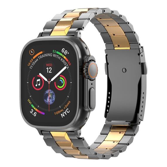 Cinturino in titanio staccabile con fibbia a forma di tartaruga a T per Apple Watch da 46 mm / 49 mm / 45 mm / 44 mm (grigio oro)
