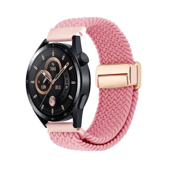 Cinturino per orologio in nylon intrecciato con fibbia magnetica da 20 mm (rosa)
