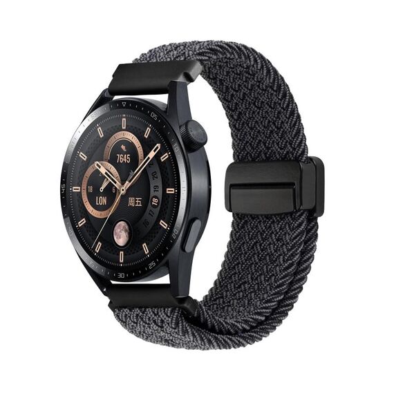 Cinturino per orologio in nylon intrecciato con fibbia magnetica da 20 mm (nero in piuma d'anatra)