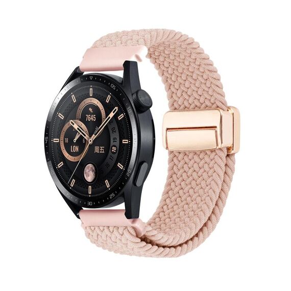 Cinturino per orologio in nylon intrecciato con fibbia magnetica da 22 mm (rosa sabbia)