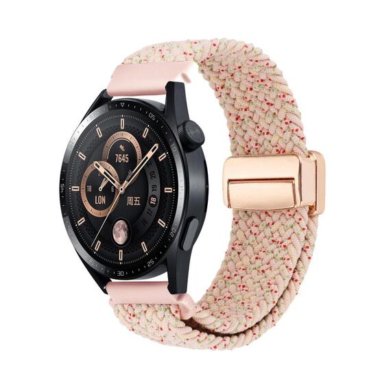 Cinturino per orologio in nylon intrecciato con fibbia magnetica da 22 mm (rosa stella)