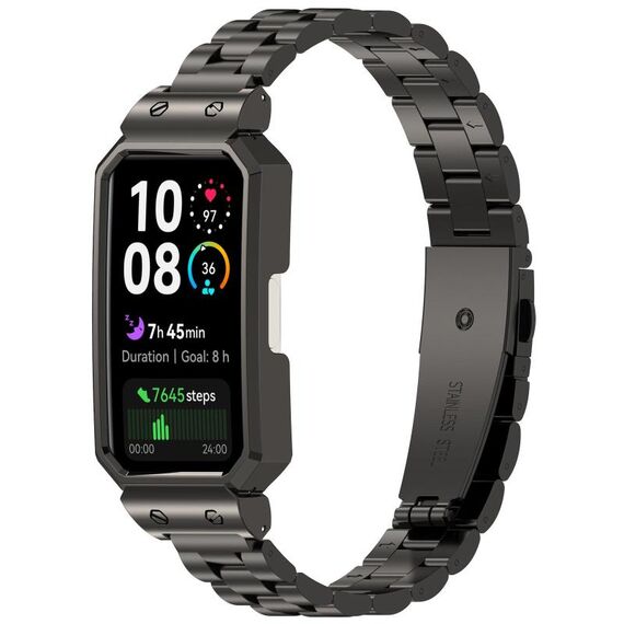 Per Huawei Band 10/10 NFC/9/9 NFC Watch Frame, cinturino in acciaio inossidabile con tre perle integrate (nero)