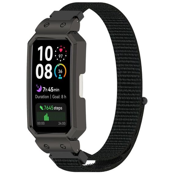 Cinturino in nylon integrato per Huawei Band 10/10 NFC/9/9 NFC Watch Frame (nero scuro + nero)