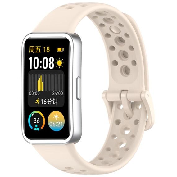 Cinturino in silicone con foro rotondo e testa in metallo per Huawei Band 10/9/8 (Starlight)
