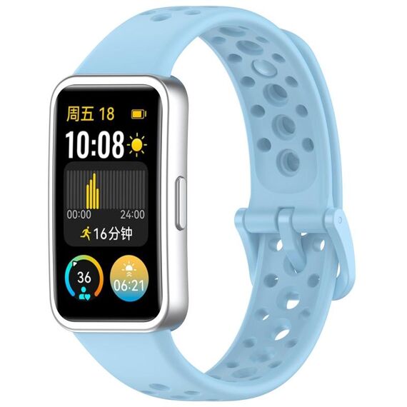 Cinturino in silicone con foro rotondo e testa in metallo per Huawei Band 10/9/8 (blu nuvola)