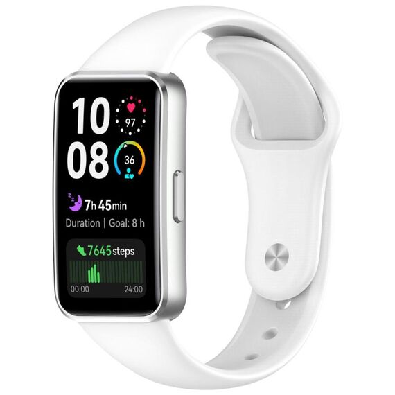 Cinturino in silicone lucido con fibbia inversa per Huawei Band 10/9/8 (bianco)