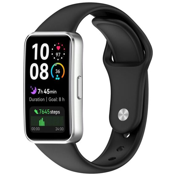 Cinturino in silicone lucido con fibbia inversa per Huawei Band 10/9/8 (nero)
