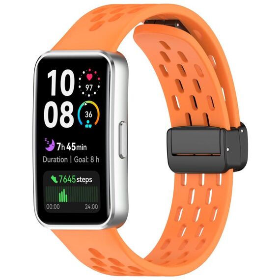 Cinturino in silicone con fibbia magnetica pieghevole per Huawei Band 10/9/8 (arancione)