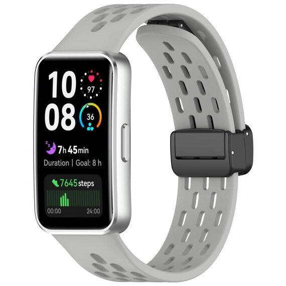 Cinturino in silicone con fibbia magnetica pieghevole per Huawei Band 10/9/8 (grigio)