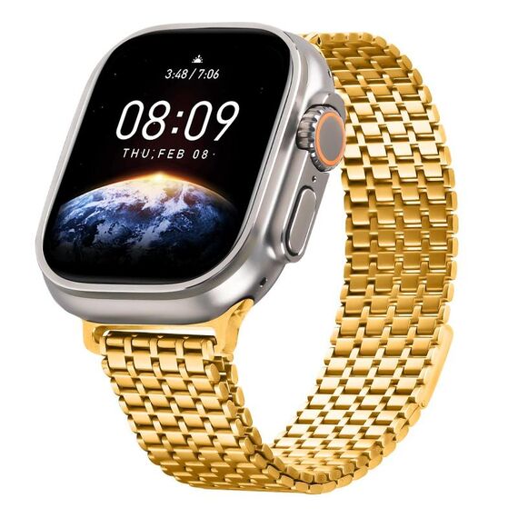 Cinturino in acciaio con anello magnetico a nove perle per Apple Watch da 42 mm / 41 mm / 40 mm / 38 mm (oro)