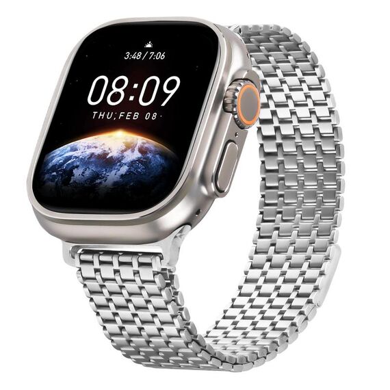 Cinturino in acciaio con anello magnetico a nove perle per Apple Watch da 42 mm / 41 mm / 40 mm / 38 mm (argento)