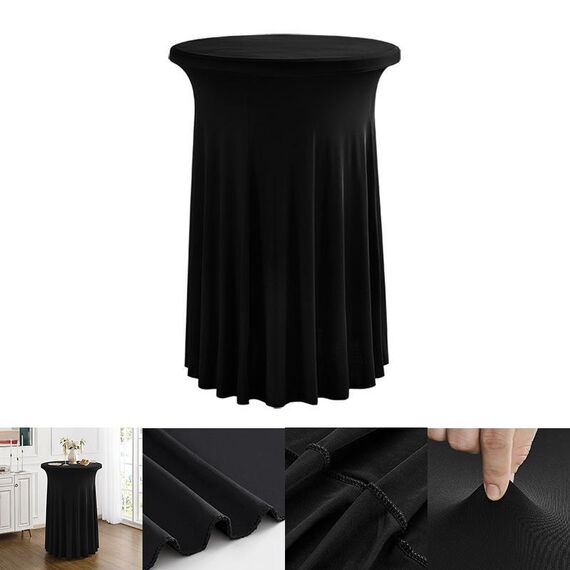 Copertura per tavolo da cocktail bar, rotonda, elasticizzata, per conferenze aziendali, semplice e di alta qualità, dimensioni: 70x110 cm (nero)