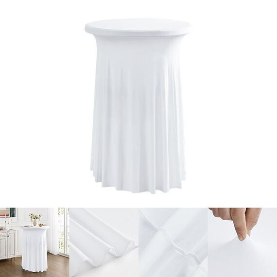 Copertura per tavolo da cocktail bar, rotonda, elasticizzata, per conferenze aziendali, semplice e di alta qualità, dimensioni: 80x110 cm (bianco)